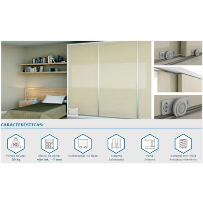 Imagem de Kit 04 Sistema Deslizante RO 212210 (30KG) Sobreposto Kit para 01 Porta Rometal