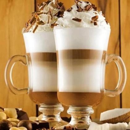 Imagem de Kit 04 taças p/ capuccino copo vidro 110mL cafeteria jogo de canecas alças