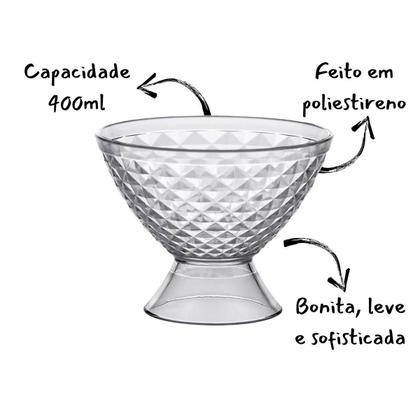 Imagem de Kit 04 Taças Sobremesa Grande 400ml Acrilico Leve Resistente Doce Sorvete Festa Evento Buffet Infantil Luxxor Paramount