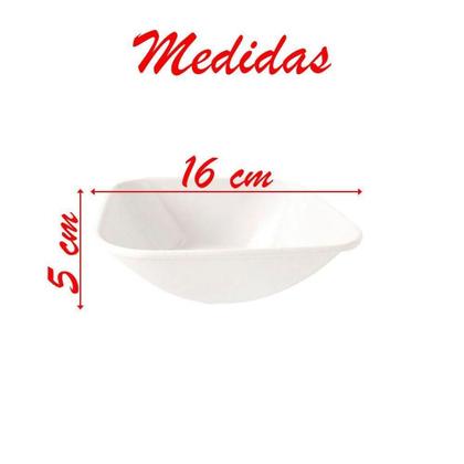 Imagem de Kit 04 Tigelas Melamina Quadrada Branca 600ml