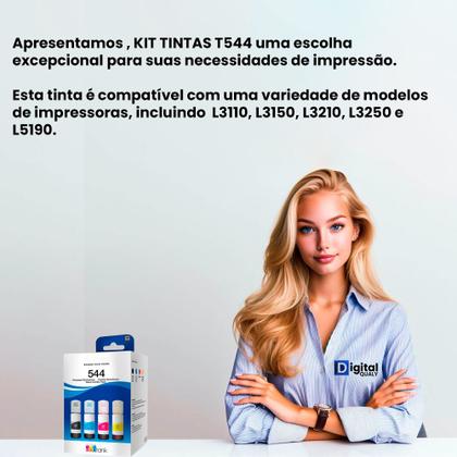 Imagem de Kit 04 Tintas Originais L3250 L3210 T544 L3150 - Kit 04 Preto