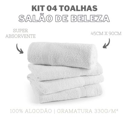 Imagem de Kit 04 Toalha Rosto Salão Cabeleireiro Barbearia Gramatura 330g Branco
