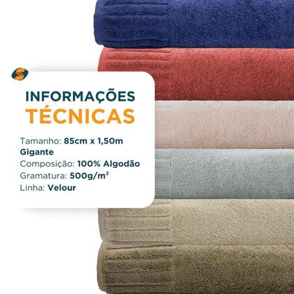 Imagem de Kit 04 Toalhas De Banho Gigante Velour Camesa 100% Algodão