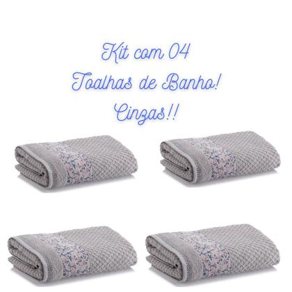 Imagem de Kit 04 Toalhas de Banho Grande Super Macia de Algodão 450 Gr