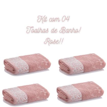 Imagem de Kit 04 Toalhas de Banho Grande Super Macia de Algodão 450 Gr