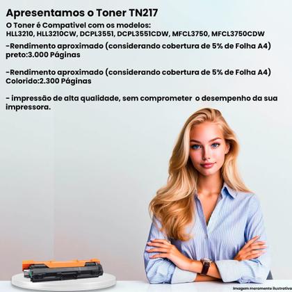 Imagem de Kit 04 Toner Compatível com Brother TN-217 TN217  HL-L3210CW DCP-L3551CDW