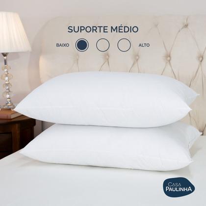 Imagem de Kit 04 Travesseiros Toque de Pluma Pena Percal 180 Fios 50x70cm Lavável, Antiácaro, Antialérgico