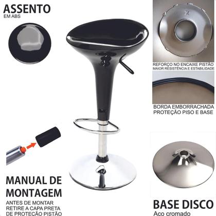 Imagem de Kit 04 Un Banquetas Giratória Alta Tulipa Lotus Assento Abs prime.office P010
