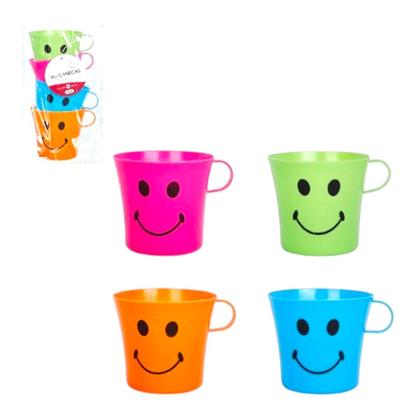 Imagem de Kit 04 Unidades Copo Inantil Caneca Smile Emoji  Escola Empresa