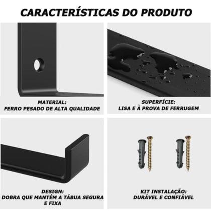 Imagem de Kit 04un Mão Francesa Invertida Industrial Para Tábua 20cm