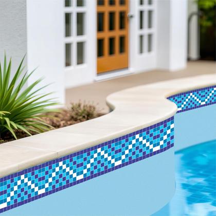 Imagem de Kit 05 Adesivos Piscina Azulejo Mosaico Ziguezague Azul 100x20 Cm