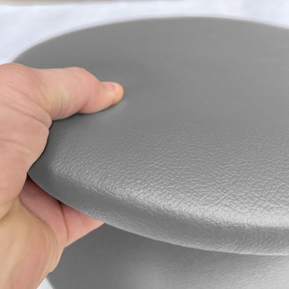 Imagem de Kit 05 Assentos Redondo Banqueta Cadeira Estofados Poltronas H02 material sintético Cinza 39 cm - Lyam Decor