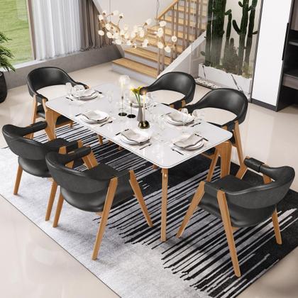 Imagem de Kit 05 Cadeiras de Jantar e Estar Living Estofada Nadja L02 material sintético Preto - Lyam Decor