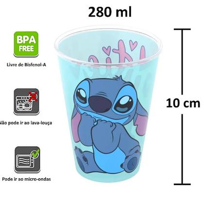 Imagem de Kit 05 Copos Decorado Stitch 280ml Para Decoração  Festa  Lembrancinha Estampas Sortidas - Plasútil