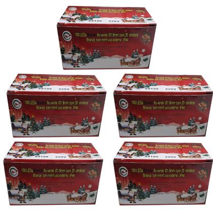 Imagem de Kit 05 cordao 100led branc frio estrobo tom m/mf 220v extern