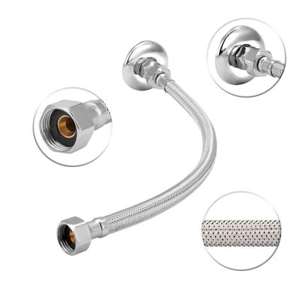 Imagem de Kit 05 Engate Mangueira Flexível Trançado de 30 Cm Aço Inox