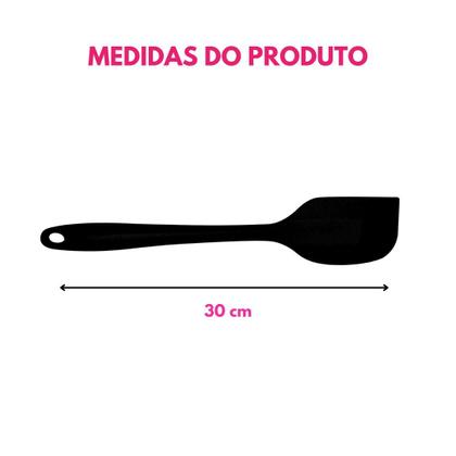 Imagem de Kit 05 Espátula Pão Duro Silicone Utensílio Cozinha Raspadora Massas Bolos Confeitaria
