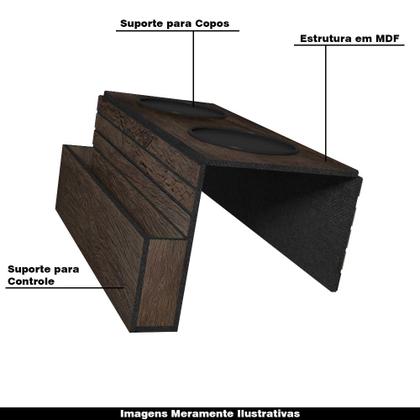 Imagem de Kit 05 Esteiras Bandejas Com Suporte Para Copos e Controle Para Sofá MDF Tabaco G20 - Gran Belo