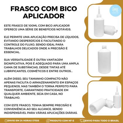 Imagem de Kit 05 Frascos 100ml Bico Aplicador Para Refil De Tinta