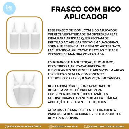 Imagem de Kit 05 Frascos 100ml Bico Aplicador Para Refil De Tinta