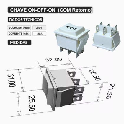 Imagem de Kit 05 Interruptor Talha e Guincho Eletrico Botao Sobe Desce cor Branco