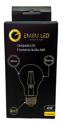 Imagem de Kit 05 Lâmpadas Filamento Led Retrô A60 4w Âmbar Bivolt E27