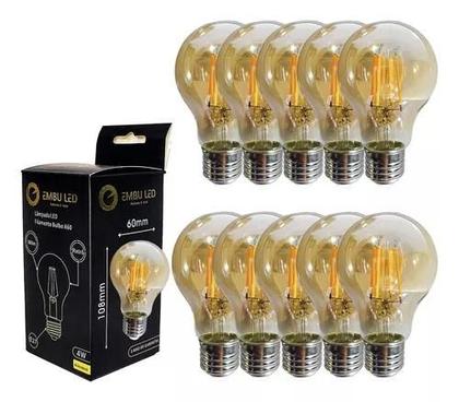 Imagem de Kit 05 Lâmpadas Filamento Led Retrô A60 4w Âmbar Bivolt E27