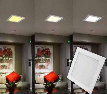 Imagem de Kit 05 Painel Plafon Led Embutir Slim 15x15 12w Quadrado Branco Frio