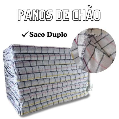 Imagem de Kit 05 Panos De Chão Quadriculado Grande 65x43cm Multiuso Para Limpeza Alvejado Grosso