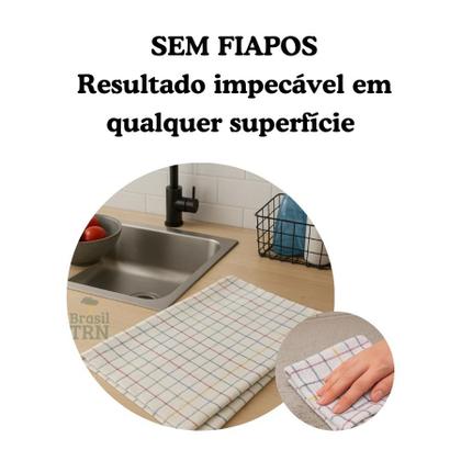Imagem de Kit 05 Panos De Chão Quadriculado Grande 65x43cm Multiuso Para Limpeza Alvejado Grosso