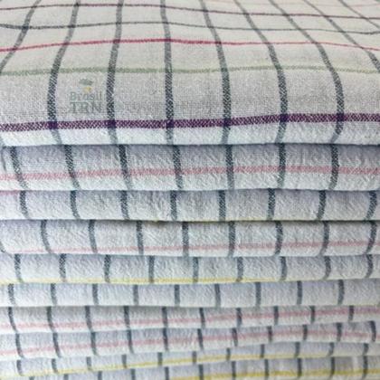 Imagem de Kit 05 Panos De Chão Quadriculado Grande 65x43cm Multiuso Para Limpeza Alvejado Grosso