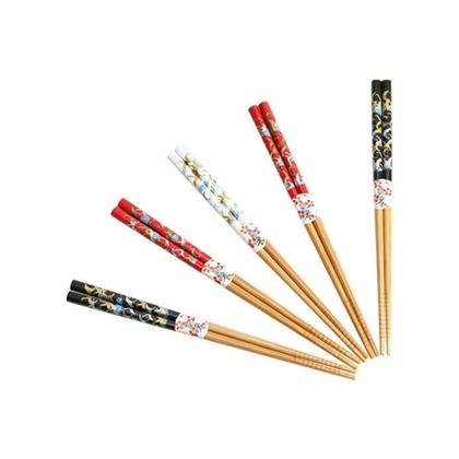 Imagem de KIt 05 Pares Hashis Japonês Sushi Tsurus Bambu Yoi