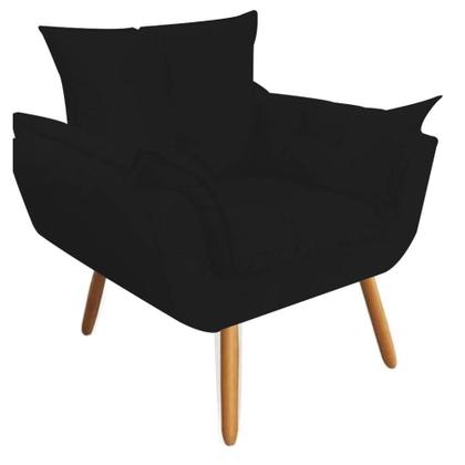 Imagem de Kit 05 Poltrona Cadeira Decorativa  Opala Sala de Estar Recepção Consultório Escritório Suede Preto - Damaffê Móveis