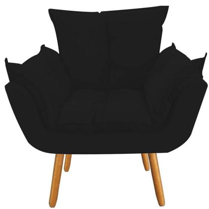 Imagem de Kit 05 Poltrona Cadeira Decorativa  Opala Sala de Estar Recepção Consultório Escritório Suede Preto - Damaffê Móveis