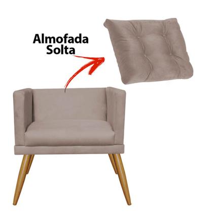 Imagem de Kit 05 Poltrona Cadeira Lucia Confort Com almofada Sala Recepção Escritório Pé Caramelo Suede Bege - KDAcanto Móveis