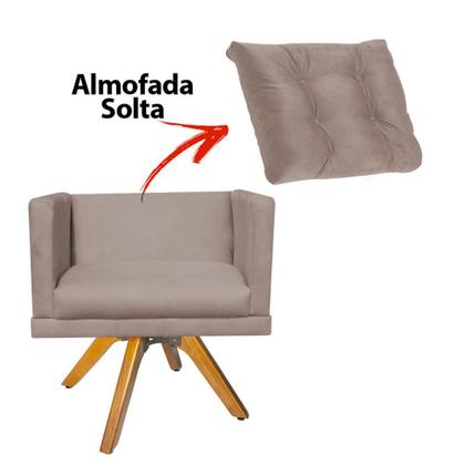 Imagem de Kit 05 Poltrona Lucia Confort Base Giratória Caramelo Com Almofada Sala Recepção Escritório Suede Bege - KDAcanto Móveis
