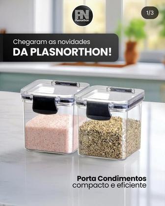 Imagem de Kit 05 Porta Tempero Pote Hermético 260ml Cozinha Empilhável