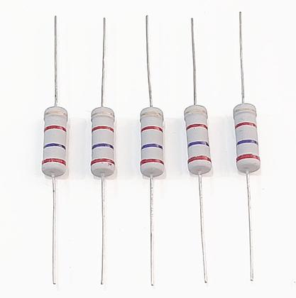 Imagem de Kit 05 Resistor Potencia 2k7 5% 3W Filme de Carbono