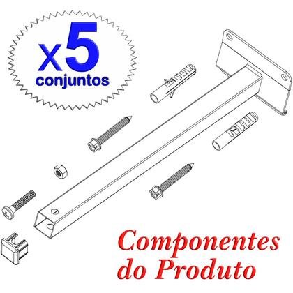 Imagem de Kit 05 Suportes Inclinação Haste De Refletor Led Parede Fachada Banner Base Inclinada 50 Cm
