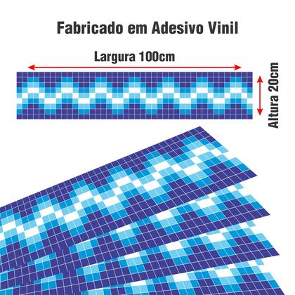 Imagem de Kit 06 Adesivos Piscina Vinílico Azulejo Mosaico ZigueZague Ondas Azul 100x20cm