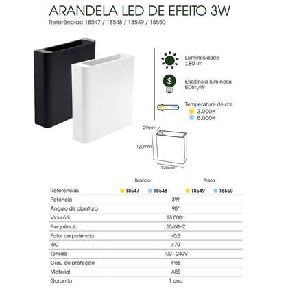 Imagem de Kit 06 arandelas duplo facho 3w branca luz amarela ecoforce