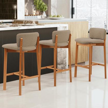 Imagem de Kit 06 Banquetas Alta Para Cozinha Sala de Jantar Bar Dara L02 Bouclê Bege - Lyam Decor