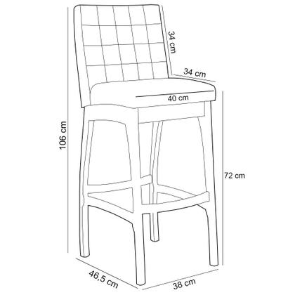 Imagem de Kit 06 Banquetas Altas Para Cozinha Sala De Jantar Fixa Mila B04 Sintético Cinza Fosco - Lyam Decor