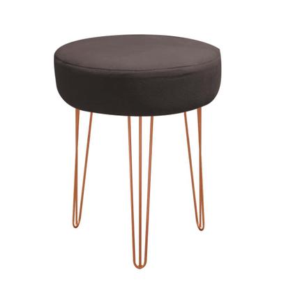 Imagem de Kit 06 Banquetas Puff Jullia Luxo 55cm Industrial Ferro Bronze Sintético Marrom - Ahazzo Móveis