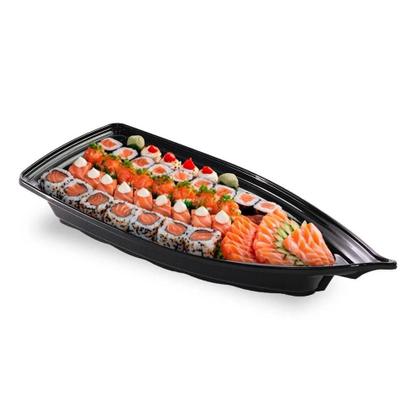Imagem de Kit 06 Barca Barco Para Açaí Sushi Sashimi Bandeja 32 Preto