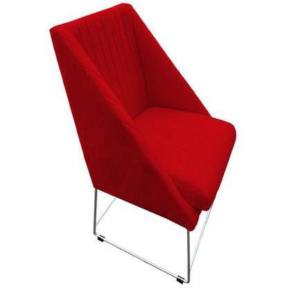 Imagem de Kit 06 Cadeiras Ana Base de Ferro prata suede Vermelho - D'Classe Decor
