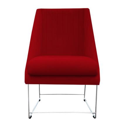 Imagem de Kit 06 Cadeiras Ana Base de Ferro prata suede Vermelho - D'Classe Decor