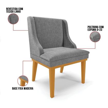 Imagem de Kit 06 Cadeiras De Jantar Base Madeira Castanho A26 Grafite