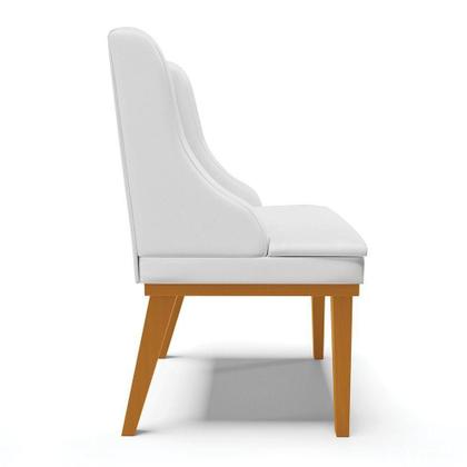 Imagem de Kit 06 Cadeiras De Jantar Base Madeira Castanho Branco