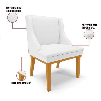 Imagem de Kit 06 Cadeiras De Jantar Base Madeira Castanho Branco